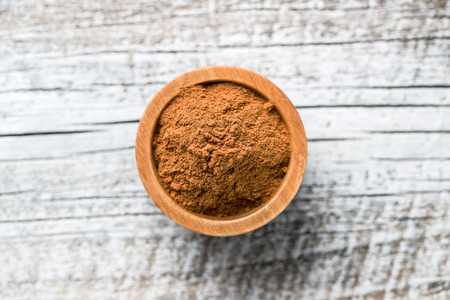 Cinnamon spice powder. Top view.の写真素材