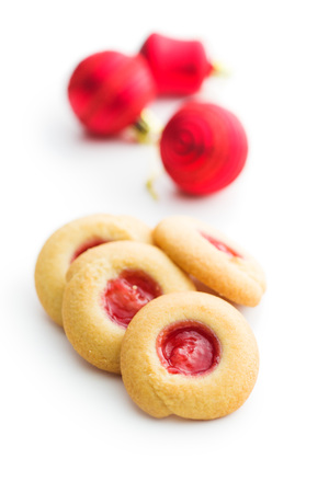 Sweet jelly cookies isolated on white background.の写真素材
