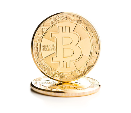 Golden bitcoins. Coin of cryptocurrency. Bitcoin 2018.の写真素材