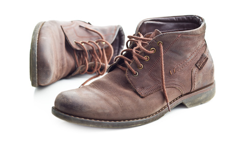 The leather boots isolated on white background.