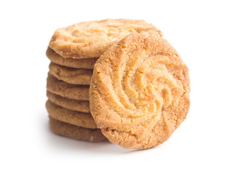 Sweet buttery cookies isolated on white background.