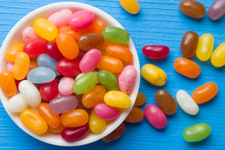 Sweet jelly beans in bowl.