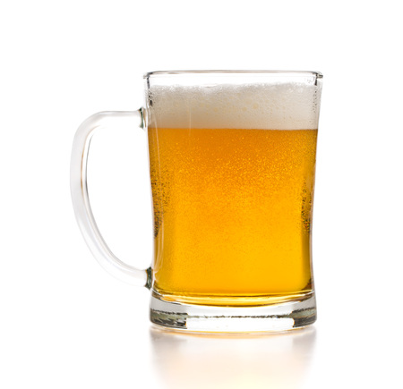 Glass of beer isolated on white background.の写真素材