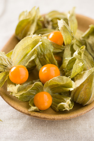 Physalis peruviana fruit on plate.の写真素材