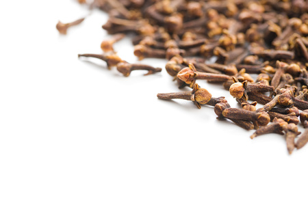 Carnation, dried clove spice isolated on white background.の写真素材