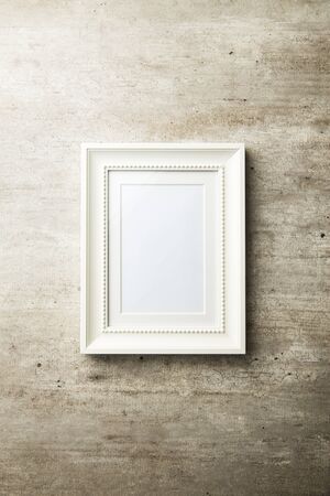 White blank picture frame on vintage background.の写真素材
