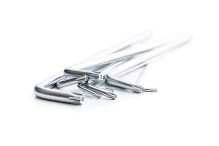 Metal torx screwdrivers isolated on white background.