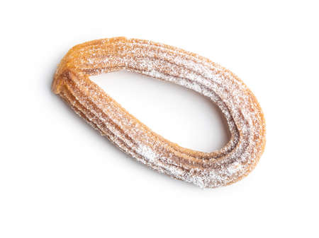 Tasty fried churros with sugar powder isolated on white background.の写真素材