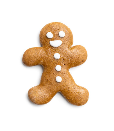 Xmas gingerbread man isolated on white background isolated on white background.