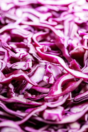 Sliced fresh red cabbage. Healthy vegetable.の写真素材