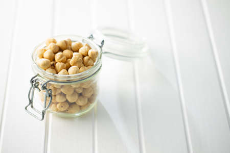 Peeled roasted hazelnut kernels.の写真素材