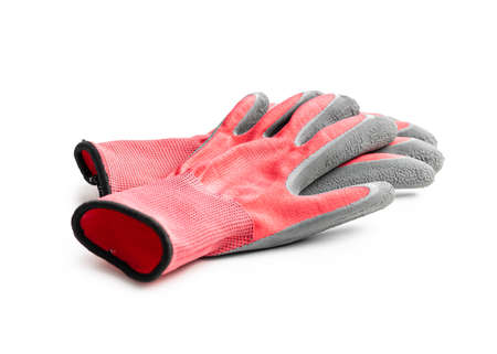 Textile work gloves with rubber isolated on white background.の写真素材
