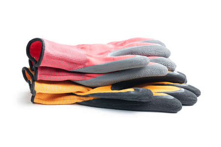 Textile work gloves with rubber isolated on white background.