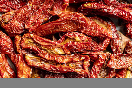 Sun dried tomatoes. Top view.の写真素材