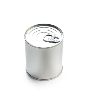Closed tin can isolated on a white background.
