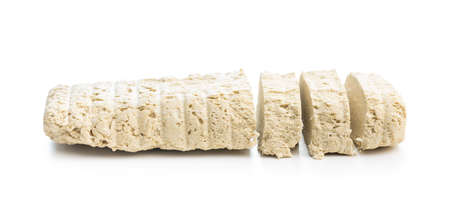 Sweet tahini halva. Turkish dessert isolated on white background.の写真素材