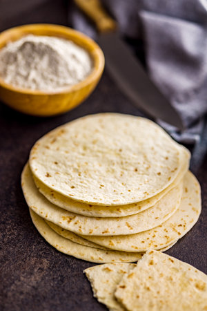 Mexican Corn Tortillas on the kitchen table.