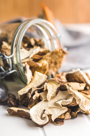 Sliced dried mushrooms in the spring.の写真素材