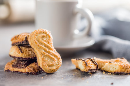 Assorted various cookies. Sweet biscuits on the kitchen table.の写真素材