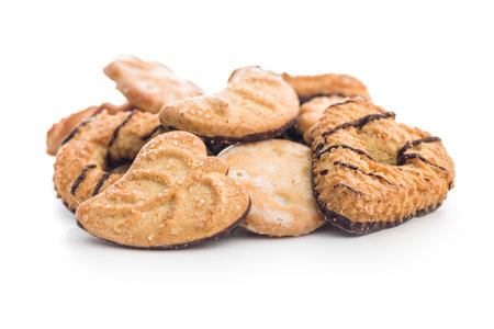 Assorted various cookies. Sweet biscuits isolated on the white background.の写真素材