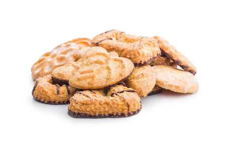 Assorted various cookies. Sweet biscuits isolated on the white background.の写真素材