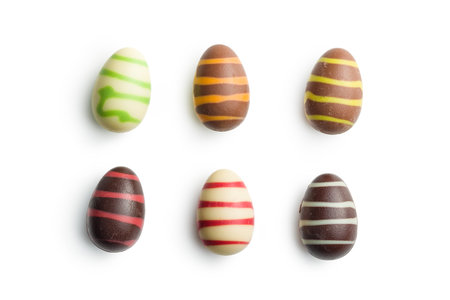 Chocolate easter eggs isolated on the white background.の写真素材