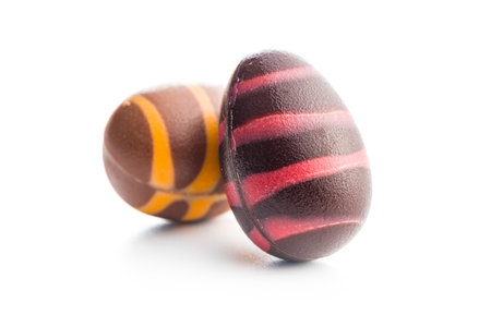 Chocolate easter eggs isolated on the white background.の写真素材