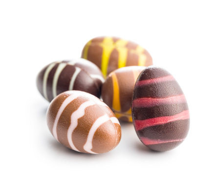 Chocolate easter eggs isolated on the white background.の写真素材