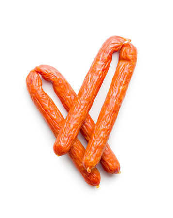 Tasty sausages. Frankfurters isolated on the white background.の写真素材