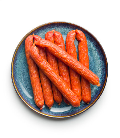 Tasty sausages. Frankfurters isolated on the white background.の写真素材