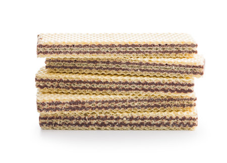 Sweet chocolate wafer isolated on the white background.の写真素材
