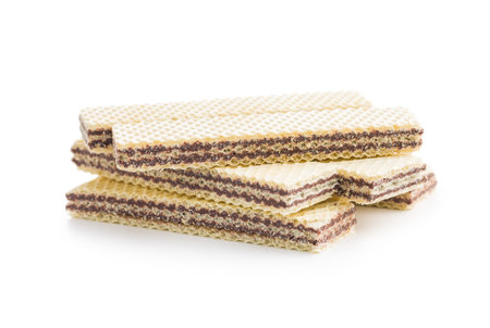 Sweet chocolate wafer isolated on the white background.の写真素材