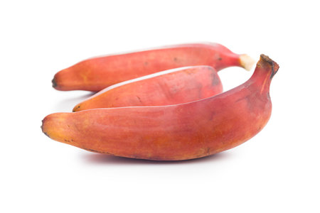Tasty red bananas isolated on the white background.の写真素材