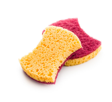 Sponges for washing dishes isolated on the white background.の写真素材