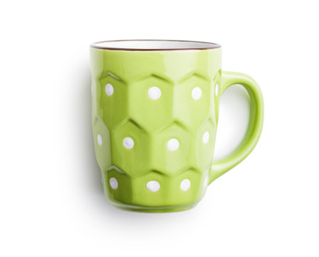 The polka dot mug isolated on the white background.の写真素材