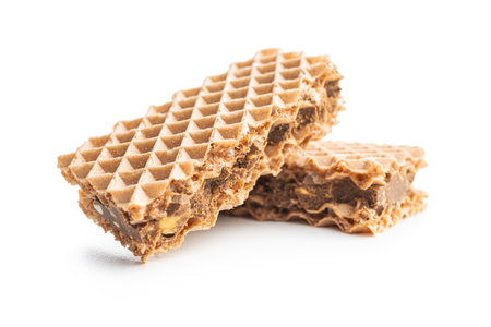 Sweet chocolate wafer isolated on the white background.の写真素材