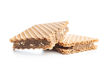 Sweet chocolate wafer isolated on the white background.の写真素材