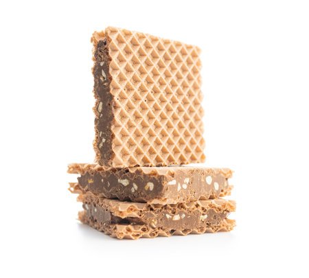 Sweet chocolate wafer isolated on the white background.の写真素材