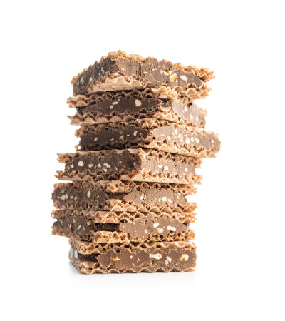 Sweet chocolate wafer isolated on the white background.の写真素材