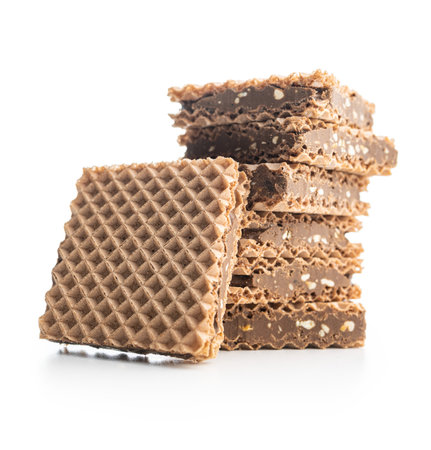 Sweet chocolate wafer isolated on the white background.の写真素材