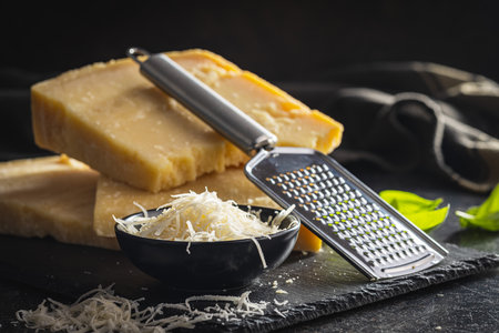 Tasty parmesan cheese. The grated cheese.の写真素材