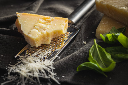 Tasty parmesan cheese. The grated cheese.の写真素材