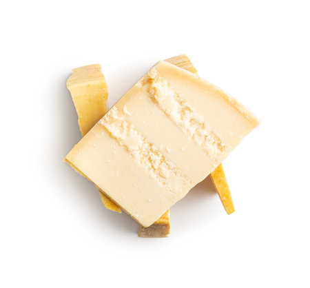 Tasty parmesan cheese isolated on the white background.の写真素材