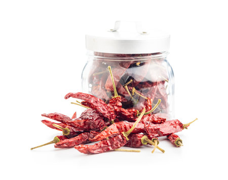 Red chili peppers isolated on the white background.の写真素材
