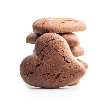 Heart shaped cookies isolated on the white background.の写真素材