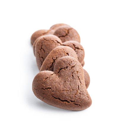 Heart shaped cookies isolated on the white background.の写真素材
