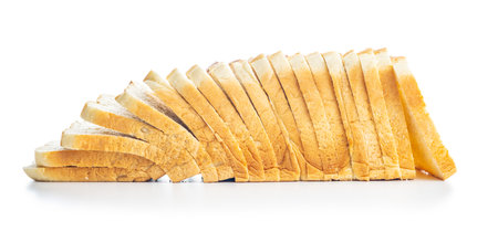 White sliced toast bread isolated on the white background.の写真素材