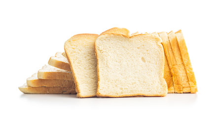 White sliced toast bread isolated on the white background.の写真素材