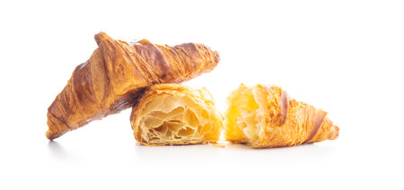 Fresh butter croissant isolated on the white background.の写真素材