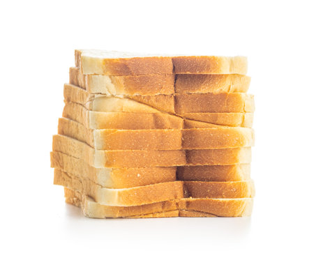 White sliced toast bread isolated on the white background.の写真素材